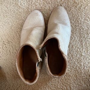 Frye Bootie with distressed look in stone.